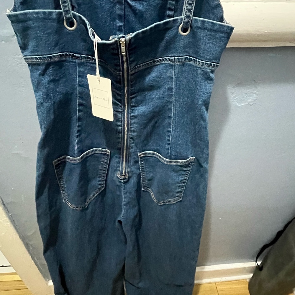 Denim Jumpsuit with Front Pockets